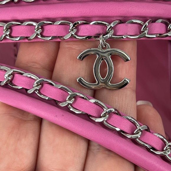 19C 35C Pink Purple Chain Detail CC logo Thong Sandals Flats C875 - Picture 11 of 17